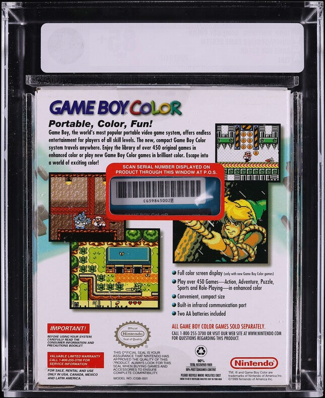 1999 NINTENDO GAME BOY COLOR CONSOLE TEAL VGA 85+ SEALED