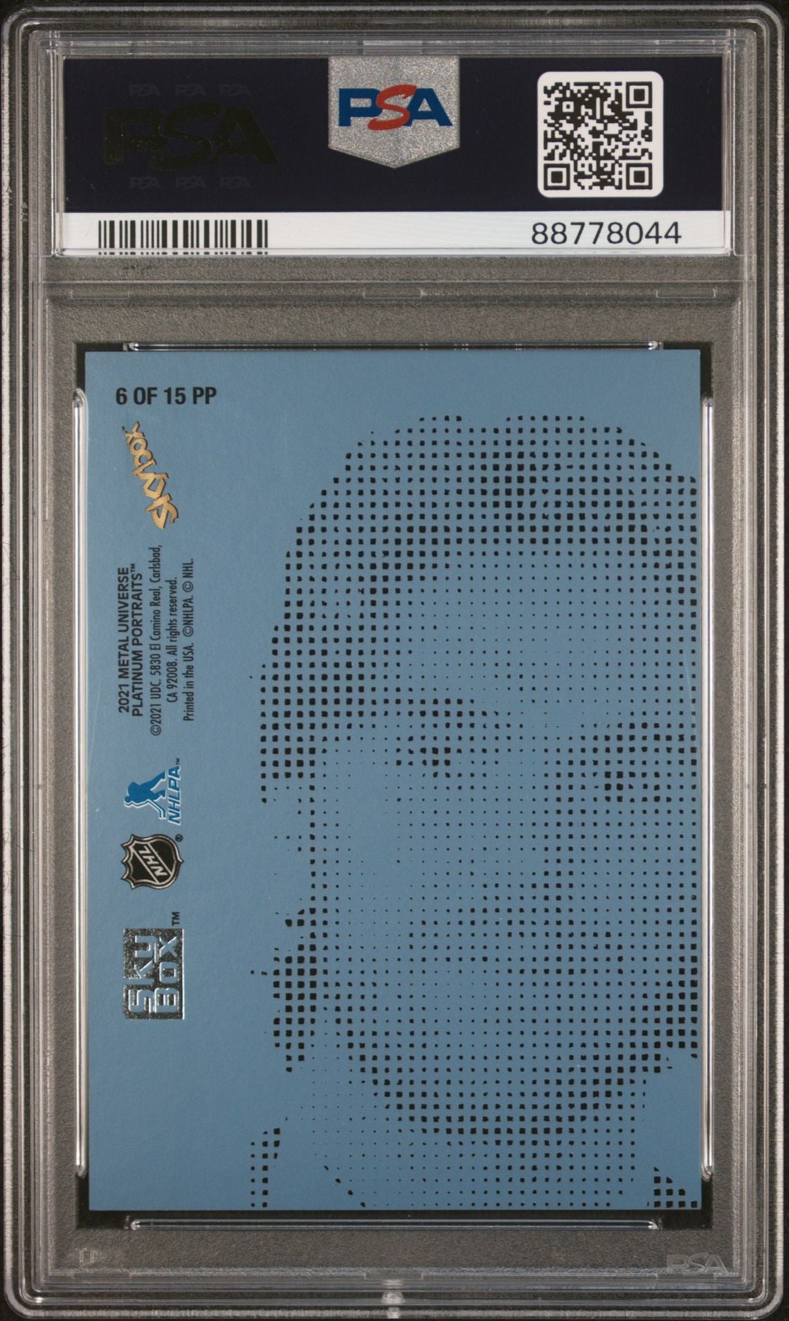 Connor McDavid 2023 Metal Universe Platinum Portraits Metallic Blue PSA 9