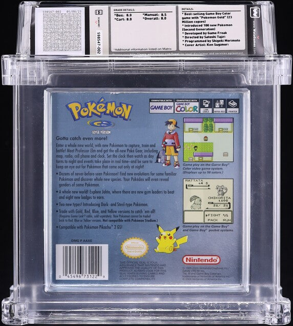 2000 POKEMON SILVER VERSION NINTENDO GAME BOY COLOR GBC WATA 8.0 CIB