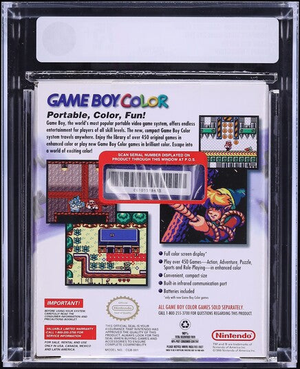 1999 NINTENDO GAME BOY COLOR CONSOLE GRAPE HOLOSTRIP VGA 75+ SEALED