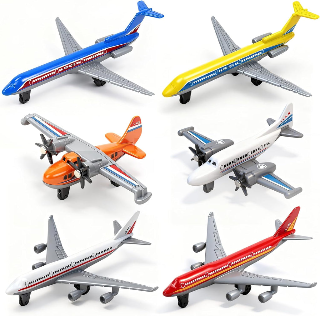 PassionCubed 6-Pack Die Cast Airplane Toys for Kids