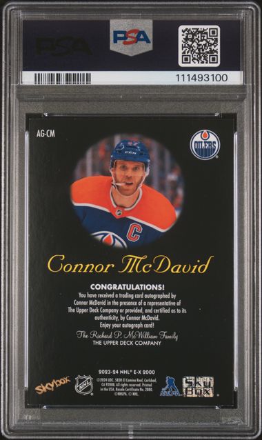 Connor McDavid 2023 Upper Deck E-X 2000 Autographics #AG-CM PSA 8