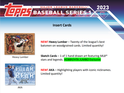2023 Topps Series 1 Baseball Jumbo 6 Box Case