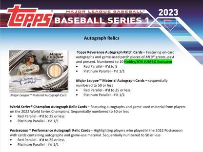 2023 Topps Series 1 Baseball Hobby 12 Box Case