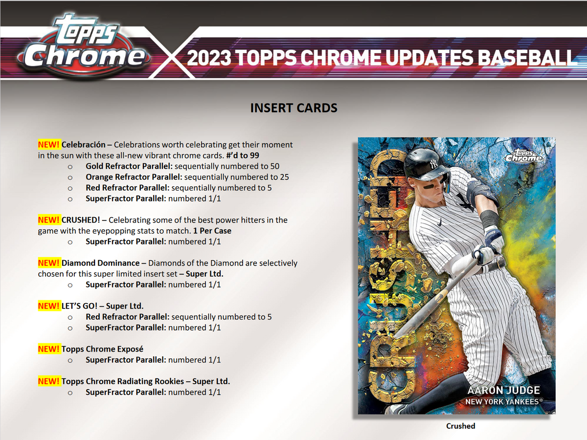 2023 Topps Chrome Update Series Baseball Hobby 6 Box Case