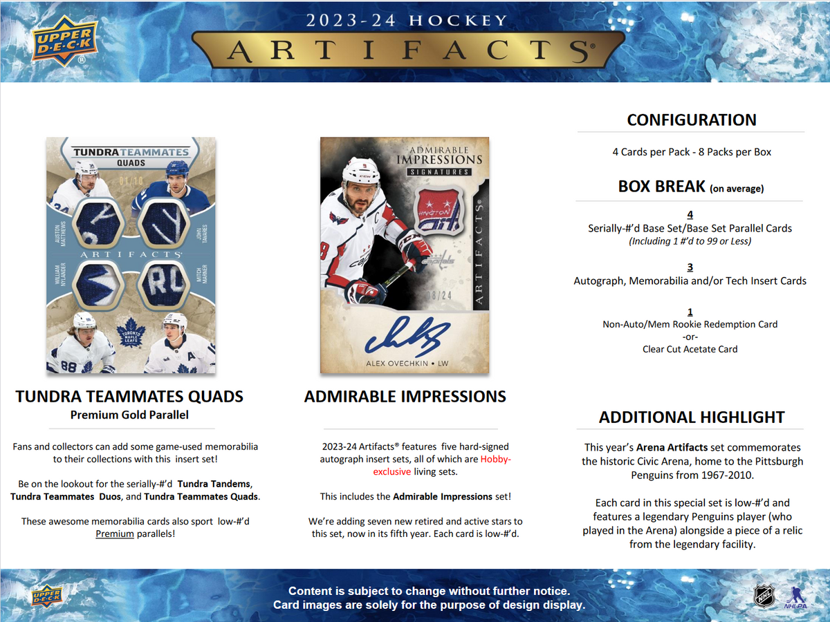 2023-24 Upper Deck Artifacts Hockey Hobby Box