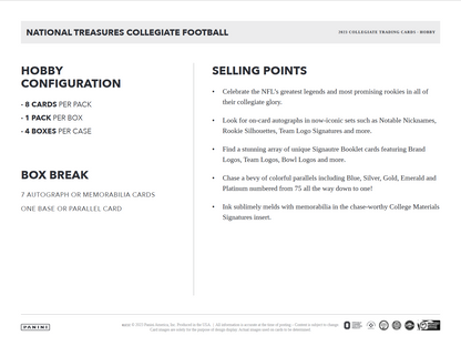 2023 Panini National Treasures Collegiate Football Hobby Box
