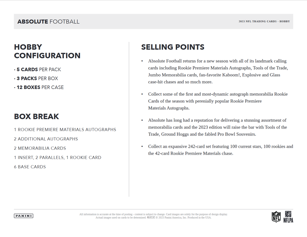2023 Panini Absolute Football Hobby Box