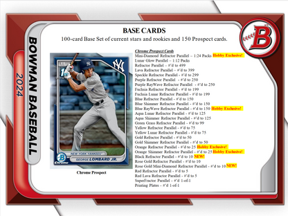 2024 Bowman Baseball Hobby Box w/ 2024 NSCC Exclusive Silver Pack