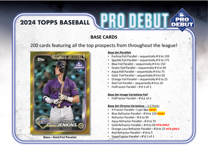 2024 Topps Pro Debut Baseball Hobby 12 Box Case