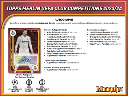 2023-24 Topps UEFA Club Competitions Merlin Chrome Soccer Hobby Box