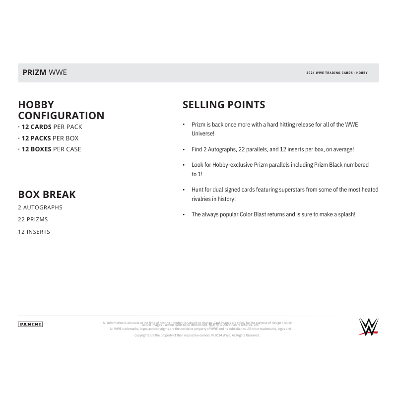2024 Panini Prizm WWE Hobby 12 Box Case